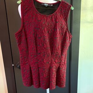 Elegant Red and Black Metallic Strych Sleeveless Top. Great for the holidays! XL